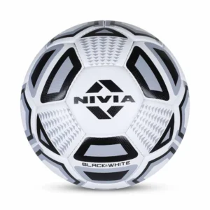 NIVIA Black & White Football – classic stitched football designed for durability and performance during training or recreational play.