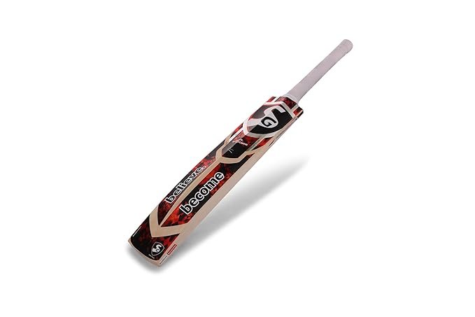 SG Thunder Plus Cricket Bat with Kashmir willow blade, lightweight design, and strong grip for leather ball cricket.