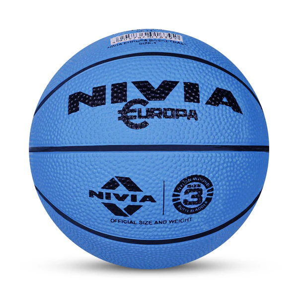 Nivia Europa Basketball No.5 with deep channels, textured surface, and strong grip—perfect for outdoor and indoor basketball training.
