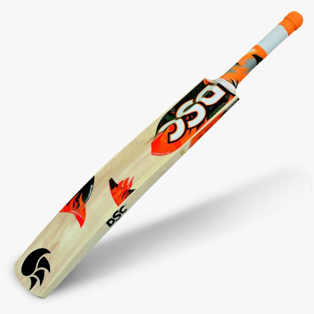 DSC Wildfire Blaze Tennis Bat with bold design, thick edges, and cushioned grip—engineered for speed and control in tennis ball cricket.